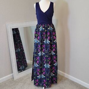 ModCloth Faux Wrap Sleeveless Maxi Dress  Floral Size S